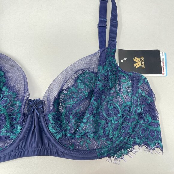 Wacoal Center Stage Underwire Bra Size 34C Blue Lace 855323 - Picture 3 of 10